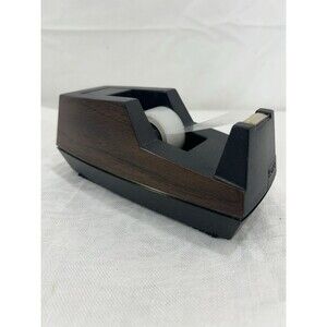 Vintage Scotch 3M C-41 Wood Grain Executive Tape Dispenser 1986 Gold Black Retro